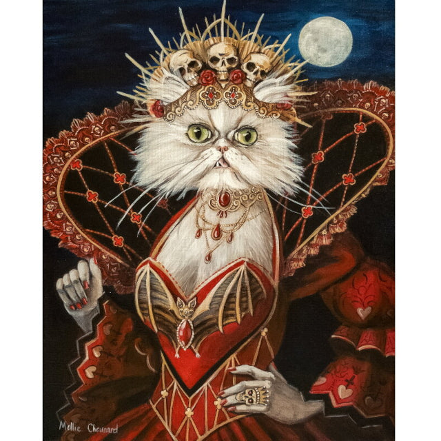 Whimsical Wall Art - A Cat Queen of the Night 