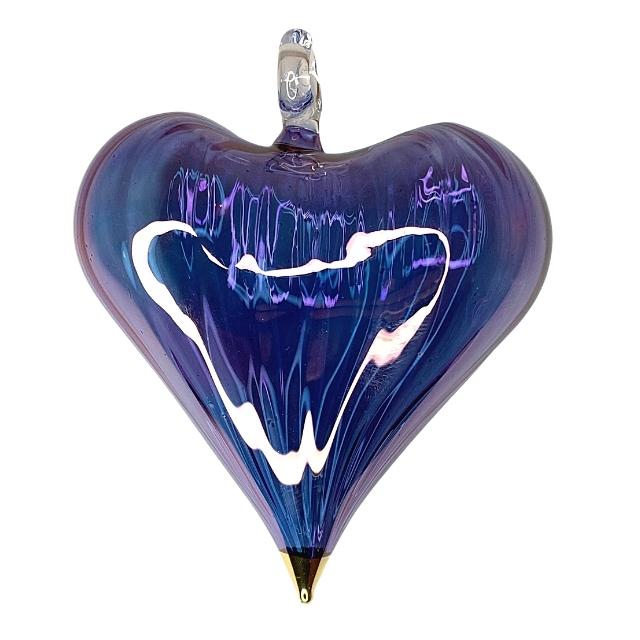 Blown Glass Heart Ornament - Periwinkle