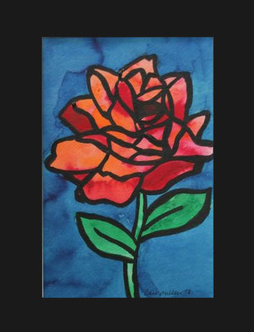 Stained Glass Rose - Watercolor