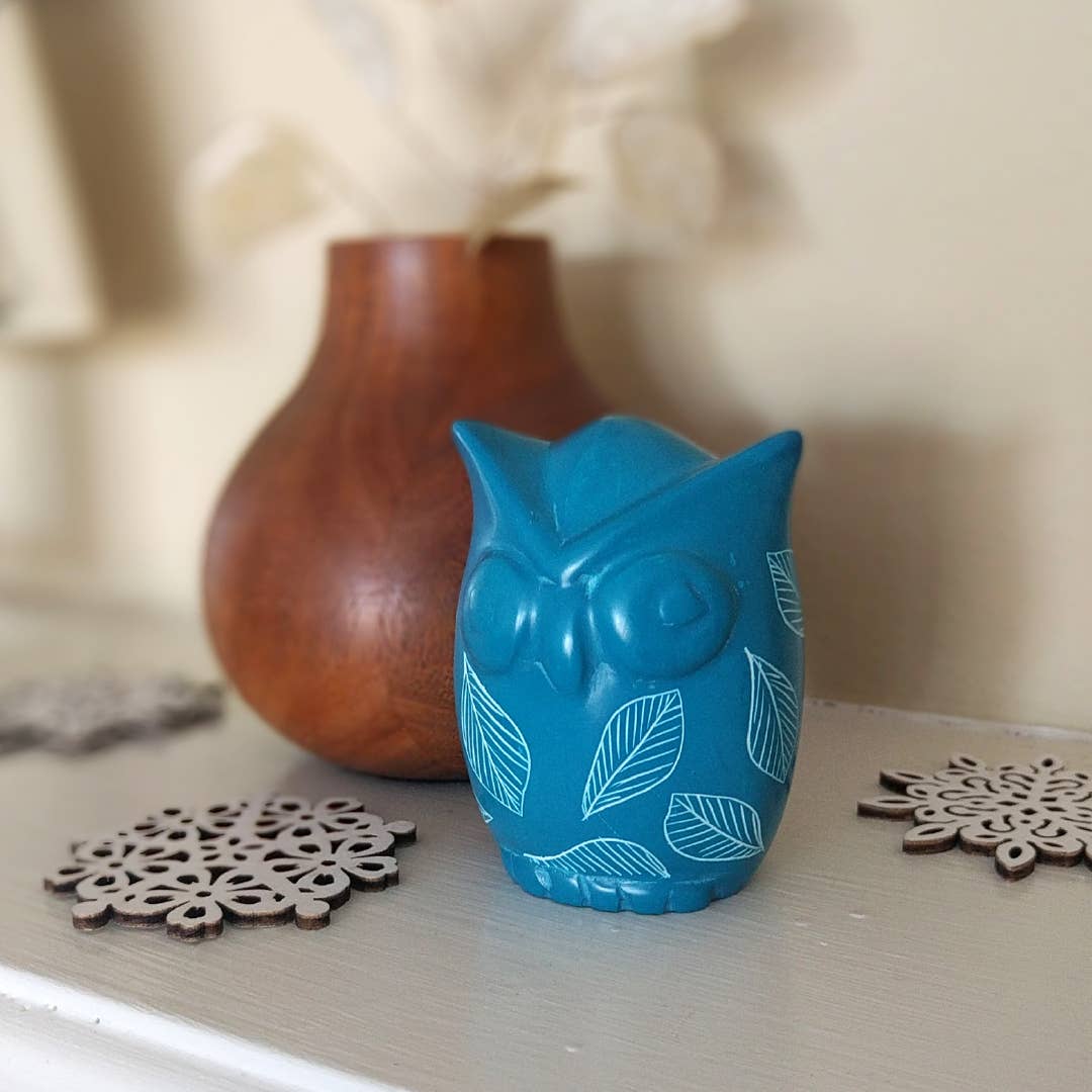 Soapstone Owl: Pink