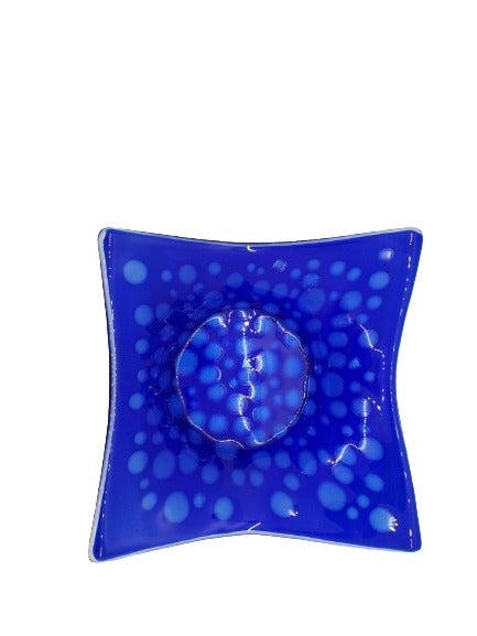 8" Blue Dot Glass Bowl