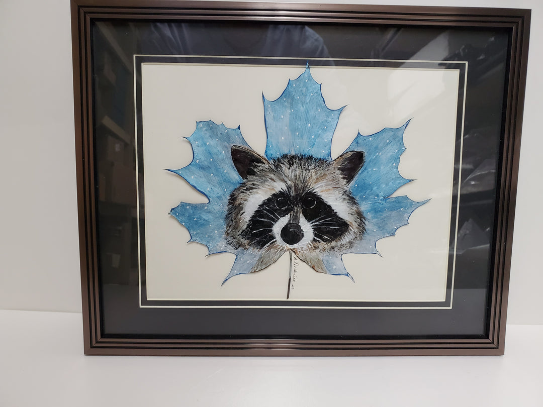 Raccon on Maple Leave - Canvas