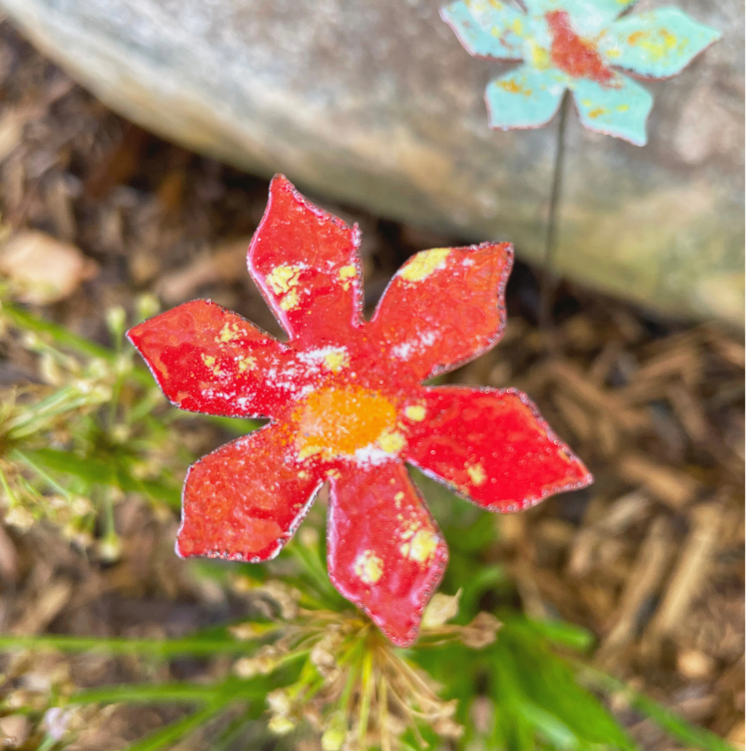 Medium Copper Enamel Flower