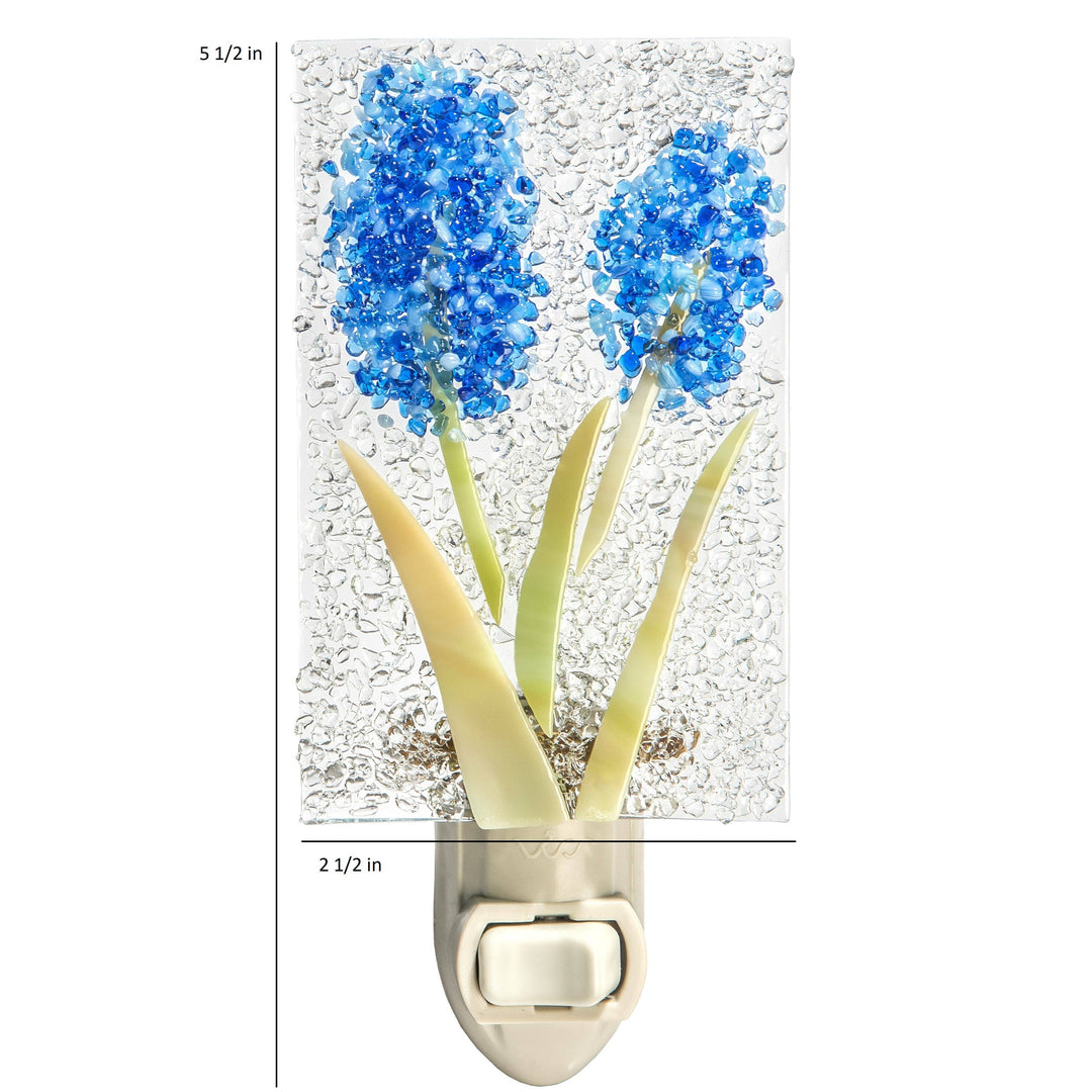 Fused Glass Flower Night Light: Blue