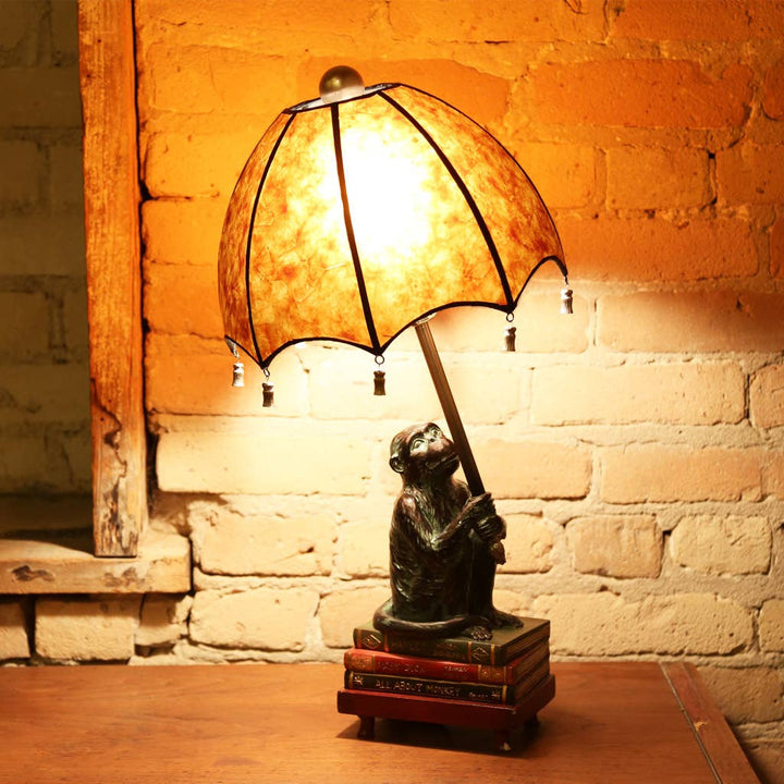 21.75"H Maci Amber Monkey Table Lamp