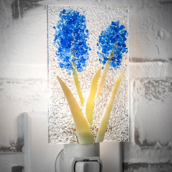 Fused Glass Flower Night Light: Blue