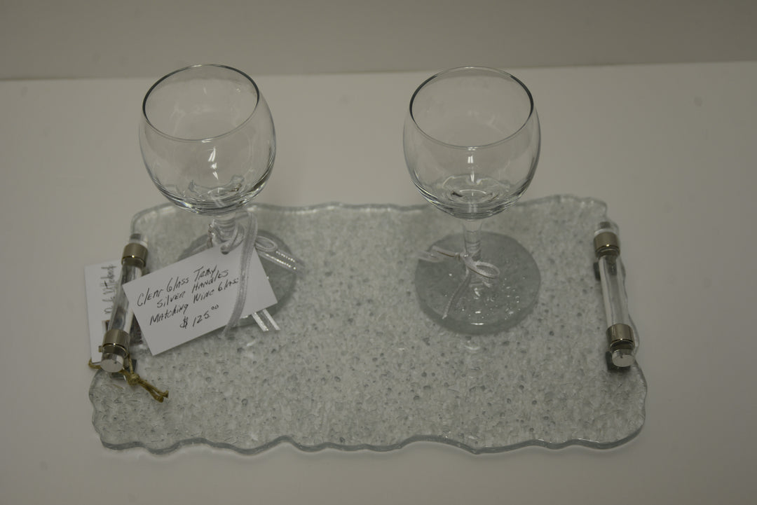 Coastal Water Tray w/ 2 Glasses + Caosters