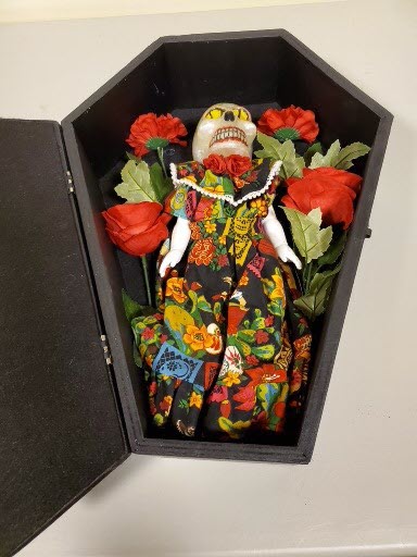 Multi Colored Dress Skull Doll