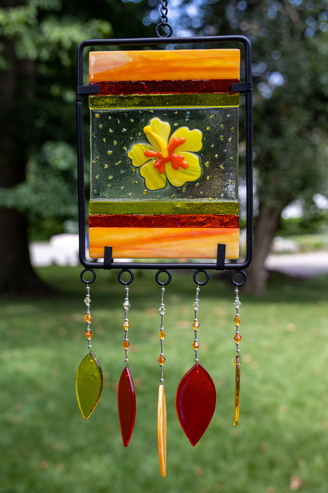 Framed Yellow Hibiscus Wind Chime