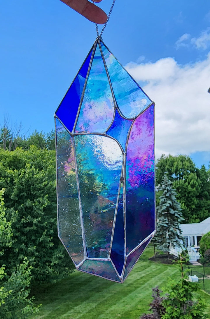 Blue & Clear Stained Glass Suncatcher