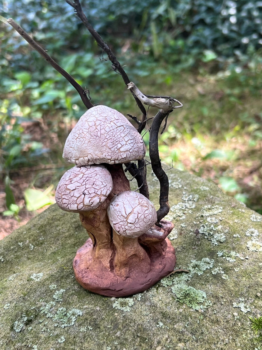 Mushrooms Mixed Media Sculpture - Big Eyes