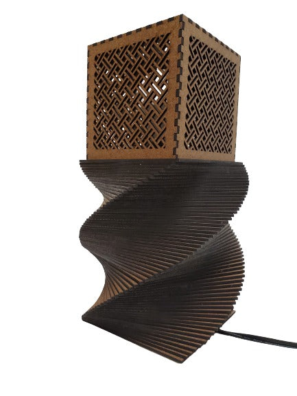 Large Spiral Wooden Tower Lamp