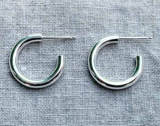 Thick Mini Hoops  -Sterling