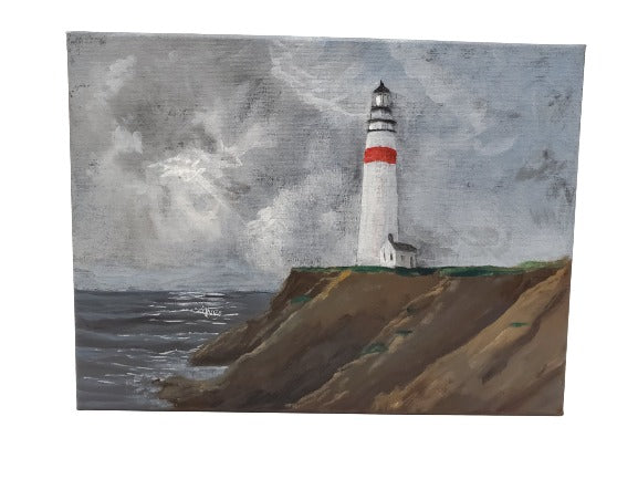 White Lighthouse In Storm