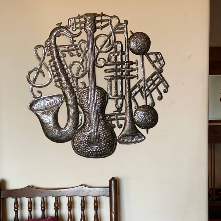 Jazz Metal Wall Hanging Artwork Handmade in Haiti