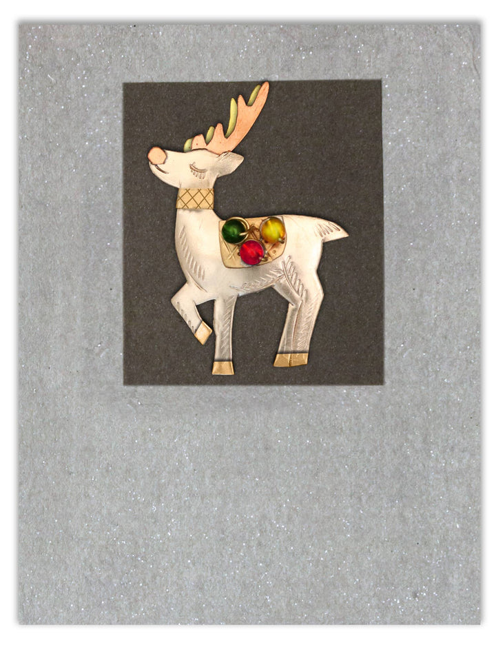 Blitzen Reindeer Pin on Card w/ Envelope