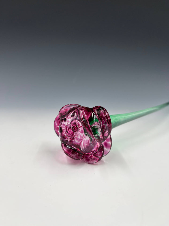 Handblown Glass Rose: Purple