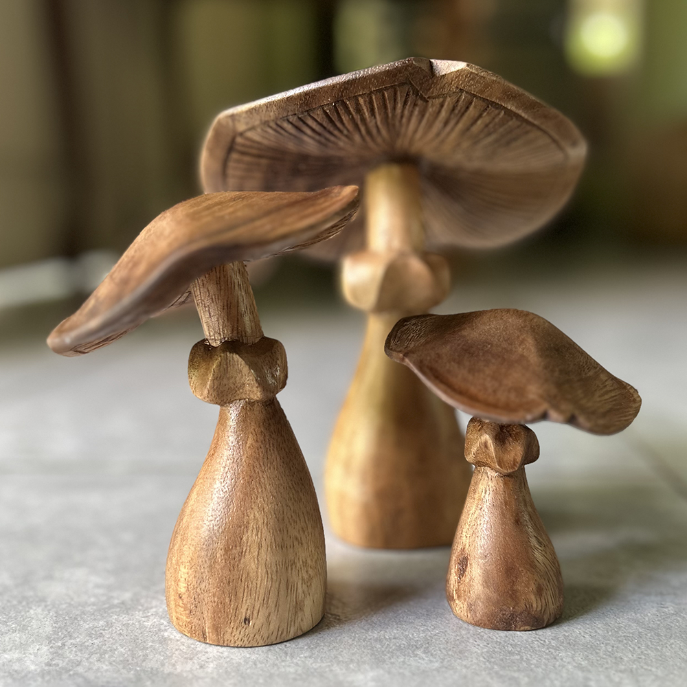 Wood Mushroom Small | Natural Suar: Small
