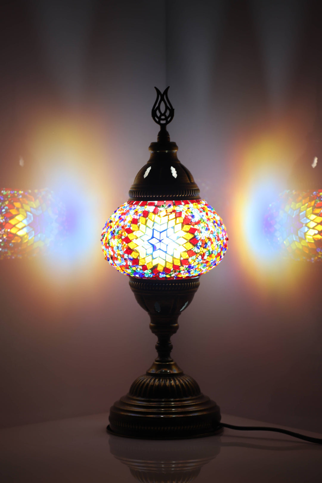 Turkish Standart Mosaic Lamps: Red & Navy Large Circles