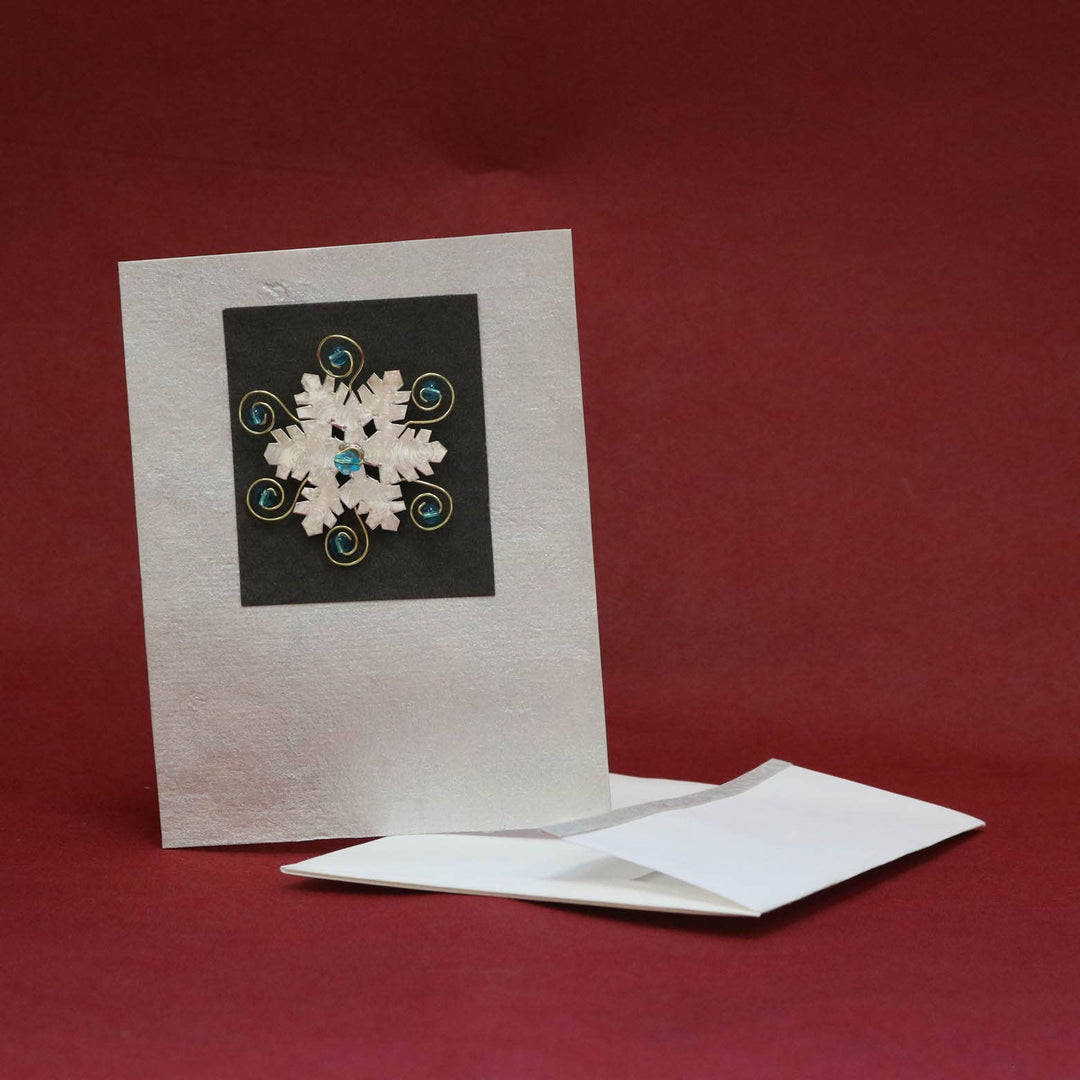 Silver Snowflake Pin on Card w/ Envelope