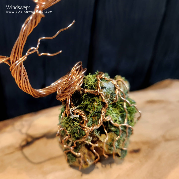 Windswept Bonsai Tree Copper Wire Tree on Ohko Dragon Stone