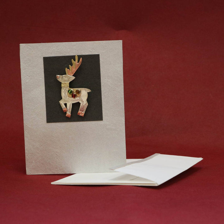 Blitzen Reindeer Pin on Card w/ Envelope