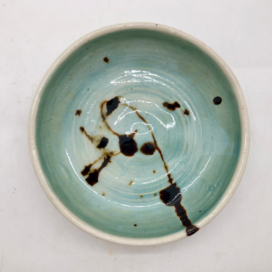 Ceramic Blue & Brown Finger Dish
