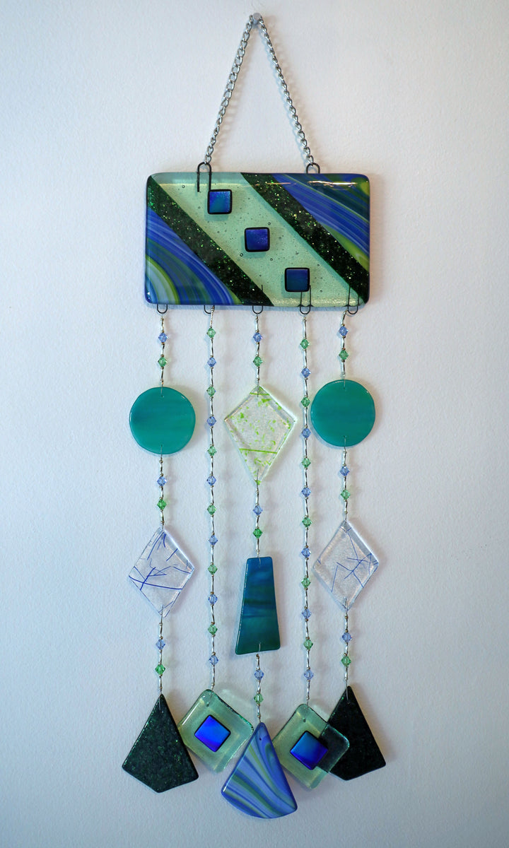 Blue and Green Glass Wind Chime