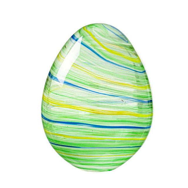 Colorful Blown Glass Egg - Green