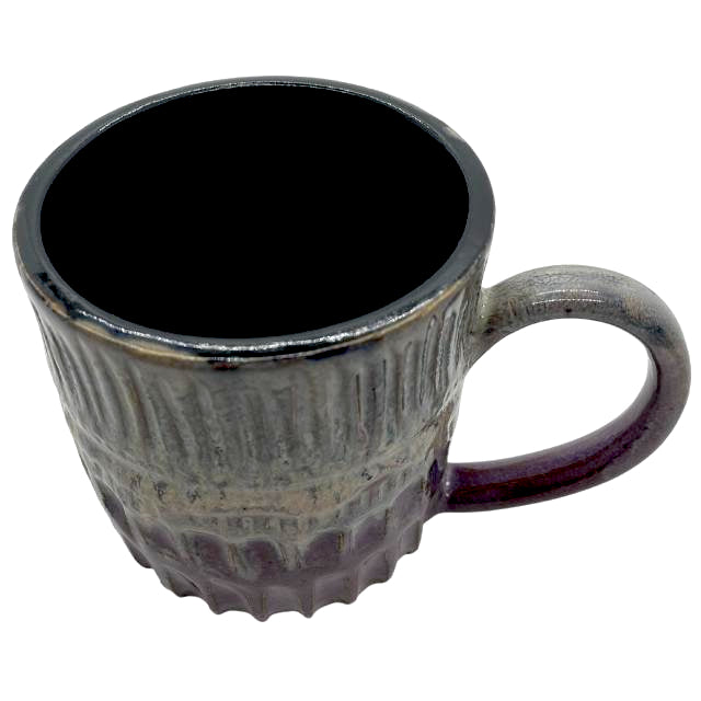 Hand-Carved Ceramic Mug - Lavendar/Beige