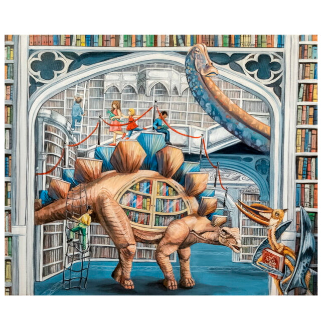 Whimsical Wall Art - Bibliosaurus Full of Books