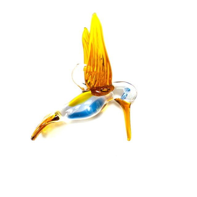 Small Blown Glass Hummingbird Ornament - Amber
