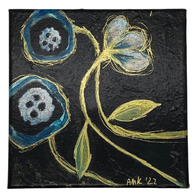 Blue Twin Flowers - Original Painting