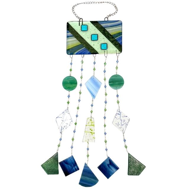 Blue and Green Glass Wind Chime