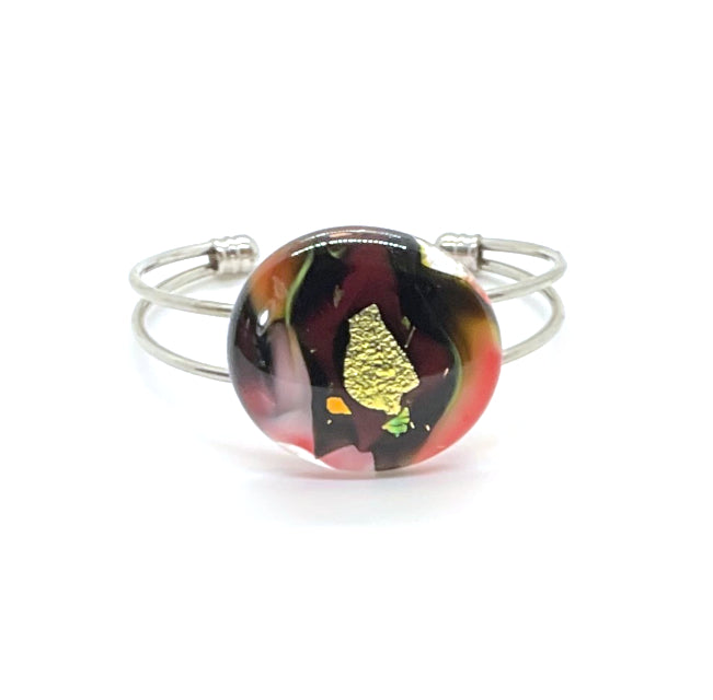 Fused Glass Bracelet - Neon and Gold