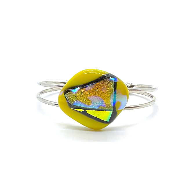 Fused Glass Bracelet - Yellow and Dichroic