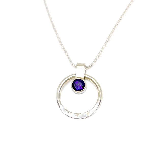 Circle of Life Pendant in Sterling Silver & Amethyst