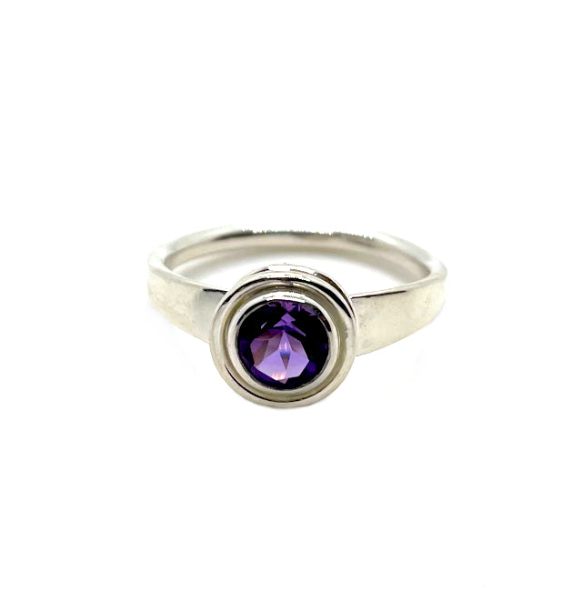 Forged Flare Amethyst Ring in Sterling Silver