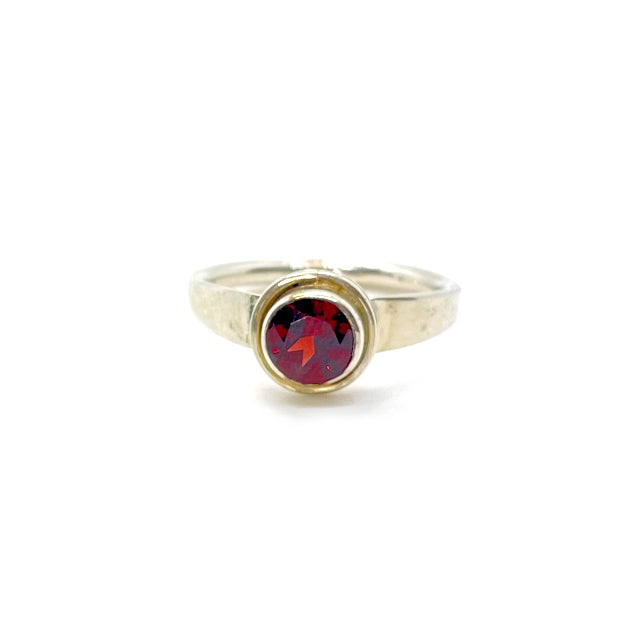 Forged Flare Garnet Ring in Sterling Silver
