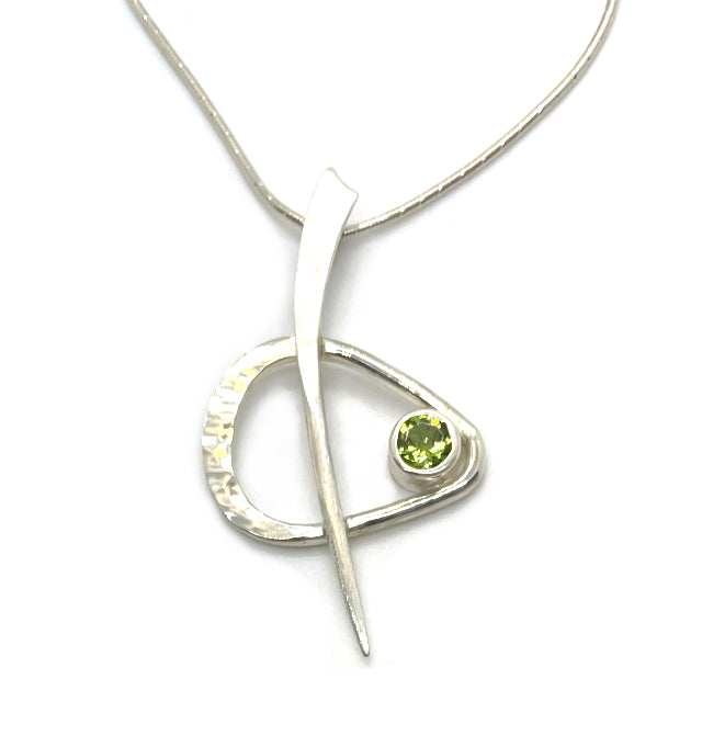 Sterling Silver Mid Century Modern Pendant with Peridot