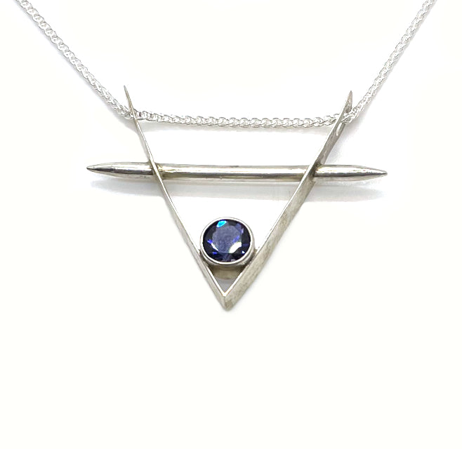 V & Taper Pendant with Lolite in Sterling Silver