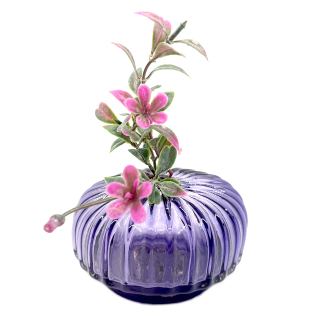 Purple Glass Squat Ripple Bud Vase