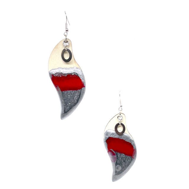 Gorgeous earrings sports team's colors scralet and gray