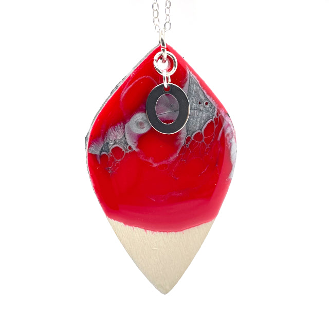 Scarlet and Grey Arrowhead Pendant Necklace
