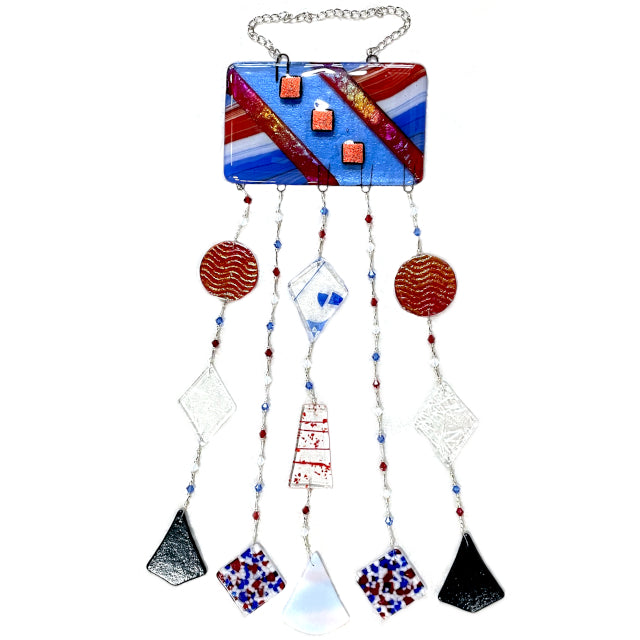 Patriotic Colored Glass Wind Chime