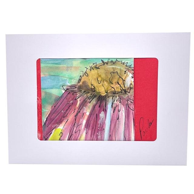 Handpainted Red Flower Card