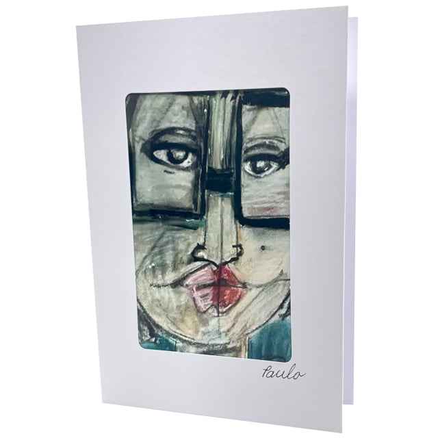 Abstract Faces Printed Card