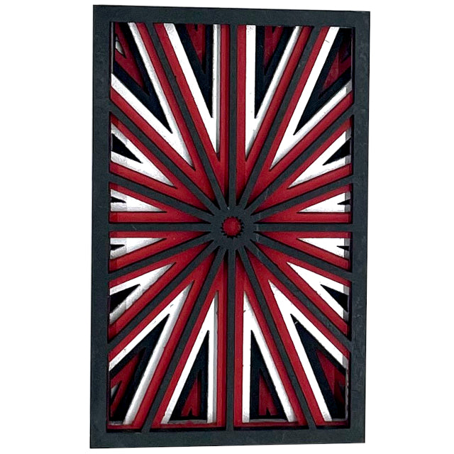 Small Wooden Shadow Box - Black and Red Lines