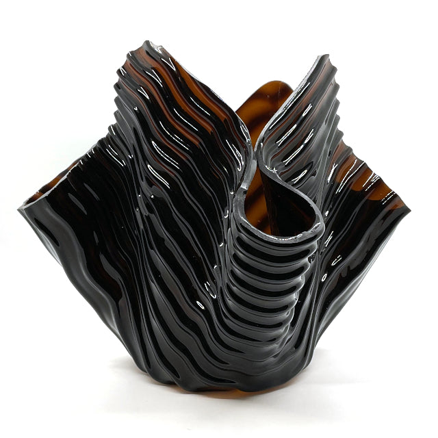 Dark Amber Ripple Vase