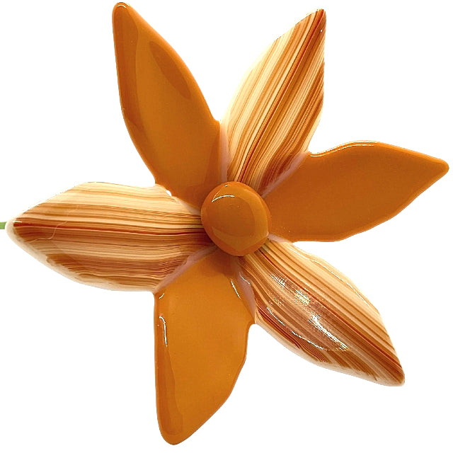 Orange And White Fused Glass Flower